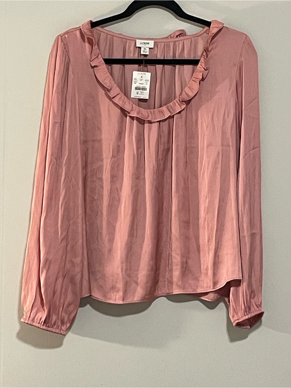 Joie Dusty Rose Ruffle-Neck Long Sleeve Blouse